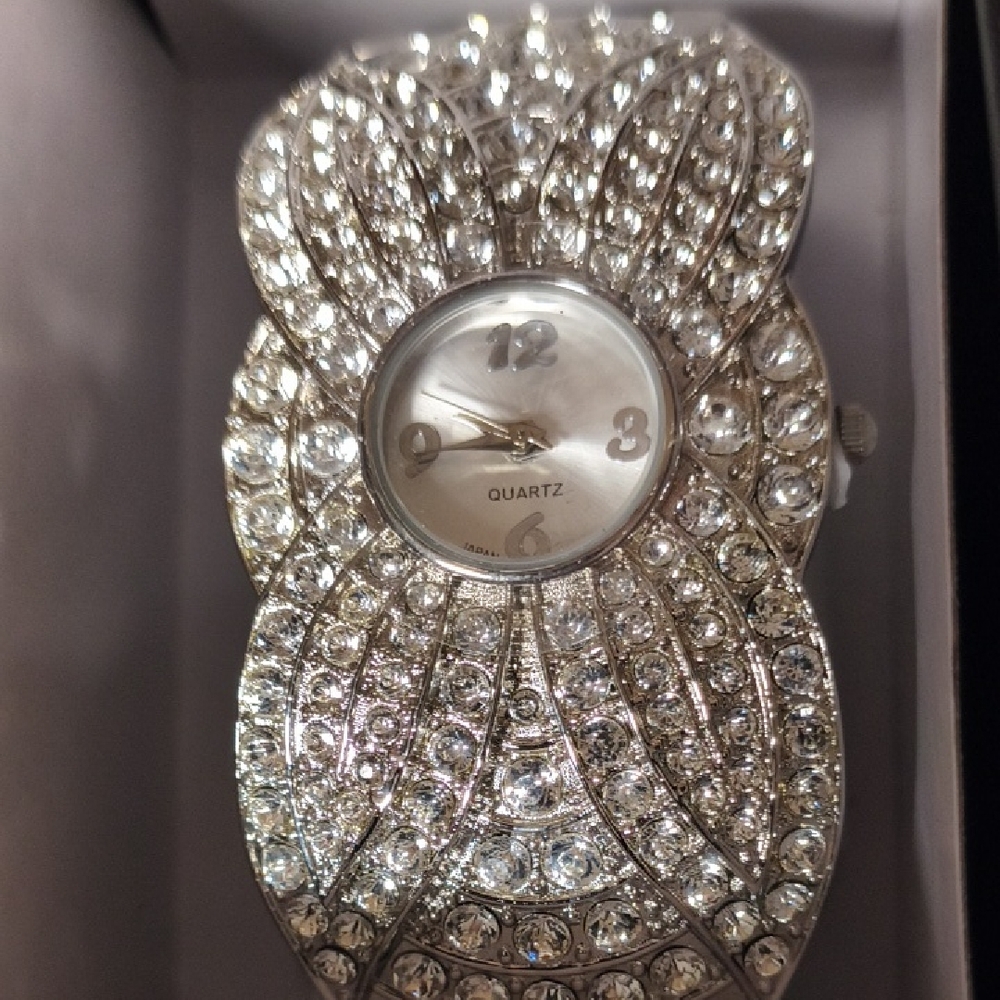 Rhinestone Embellished Cuff Watch. Small
